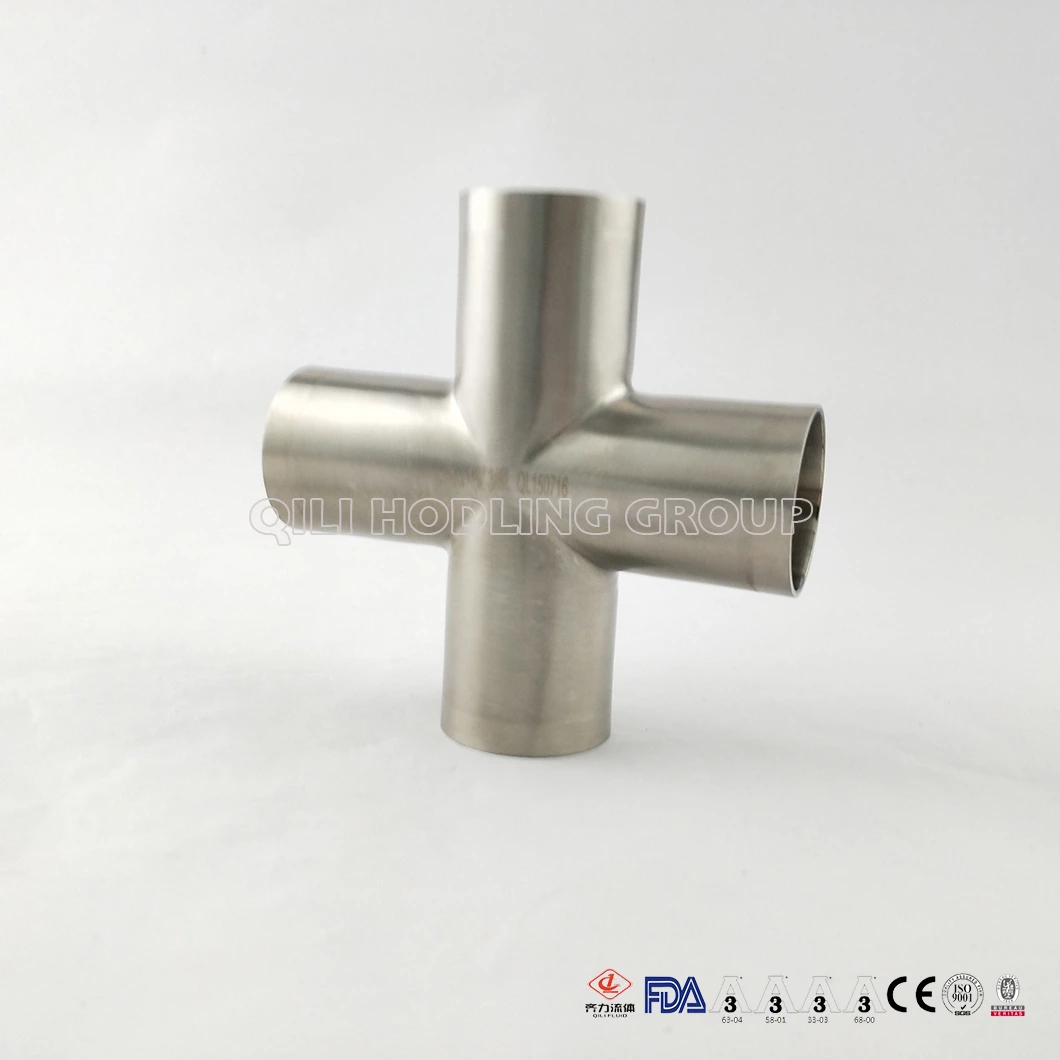 Sanitary Stainless Steel Polished Long Weld Cross