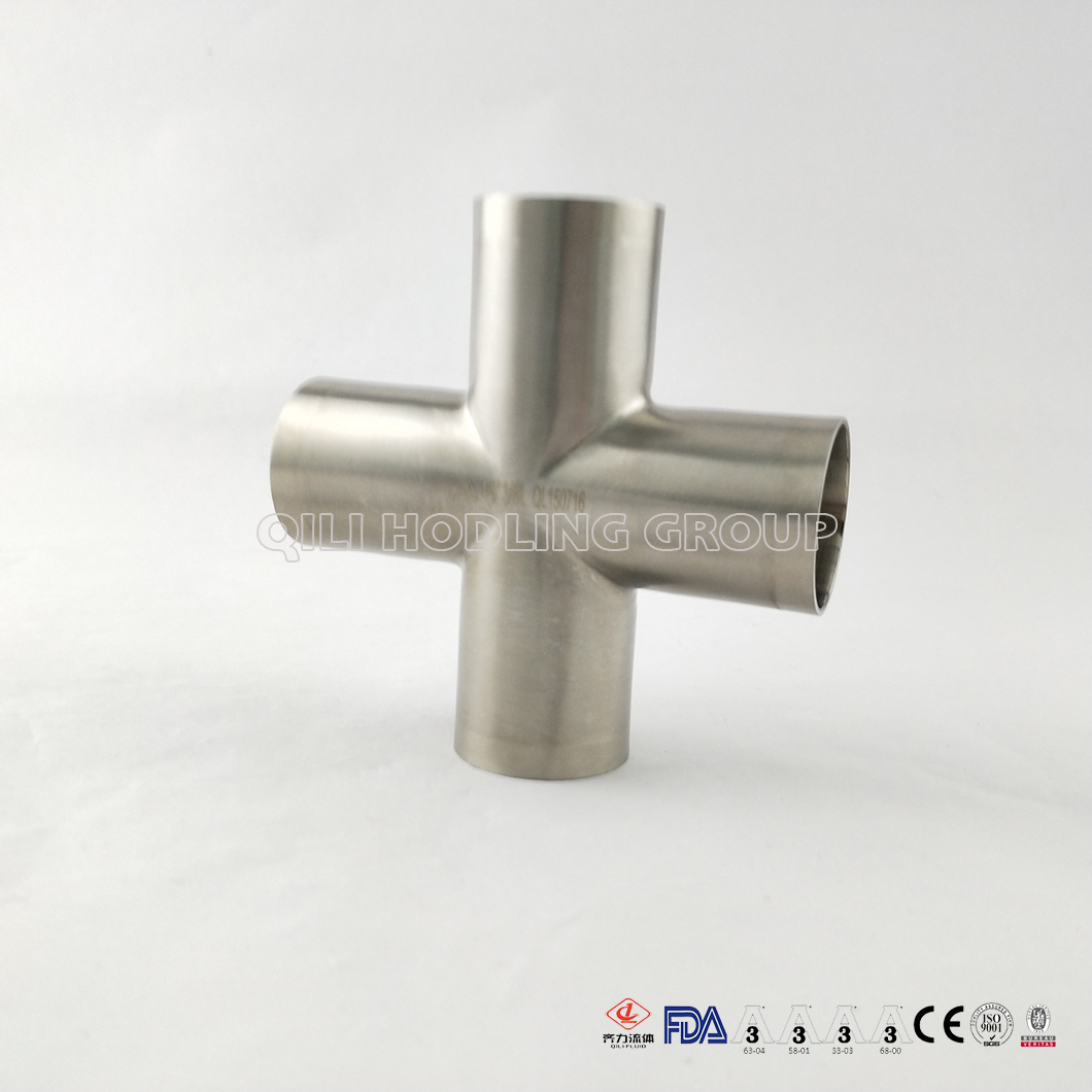 Sanitary Stainless Steel Polished Long Weld Cross