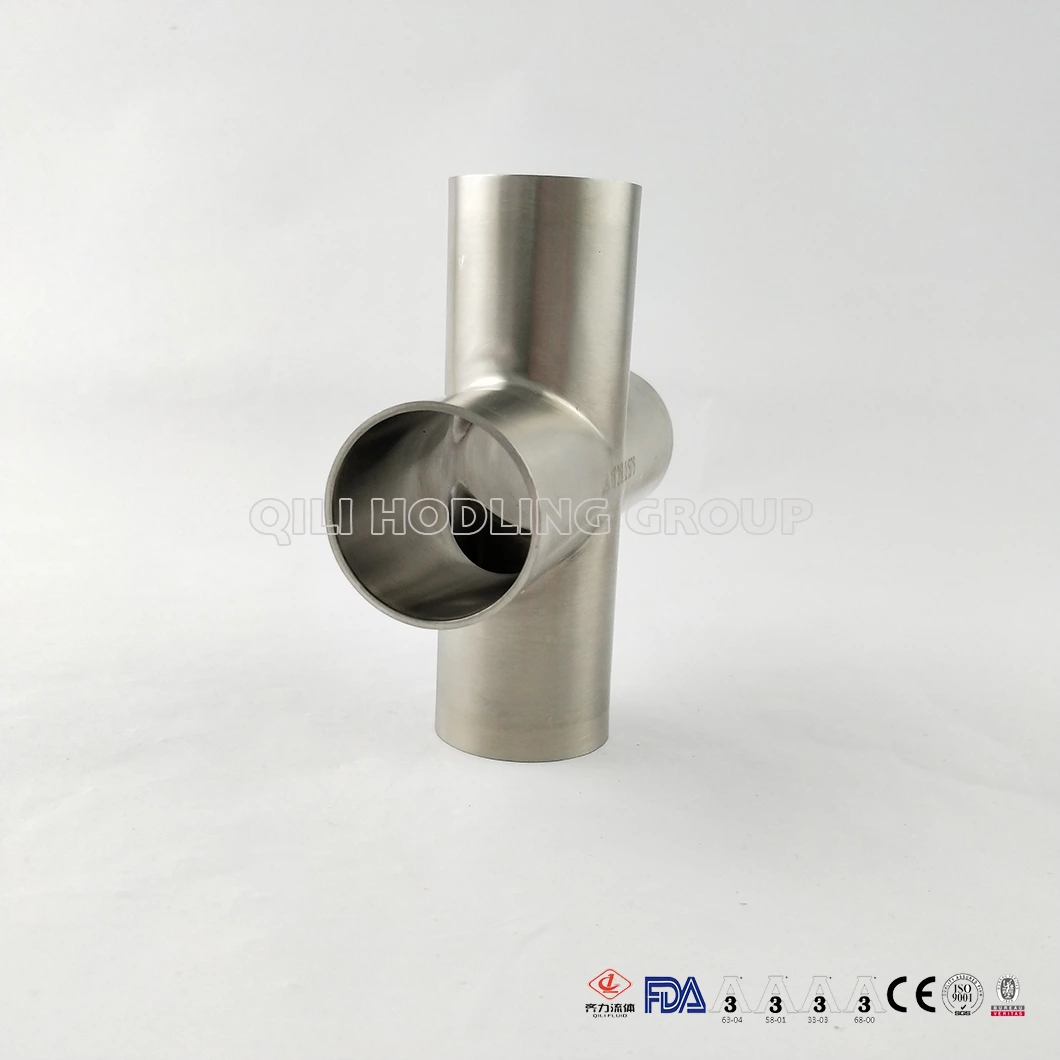 Sanitary Stainless Steel Polished Long Weld Cross