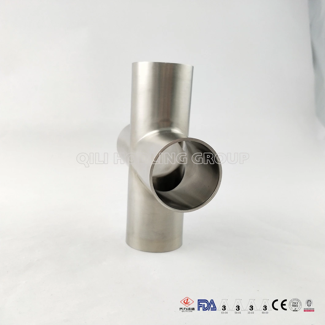 Sanitary Stainless Steel Polished Long Weld Cross
