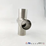 Sanitary Stainless Steel Polished Long Weld Cross