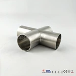 Sanitary Stainless Steel Polished Long Weld Cross