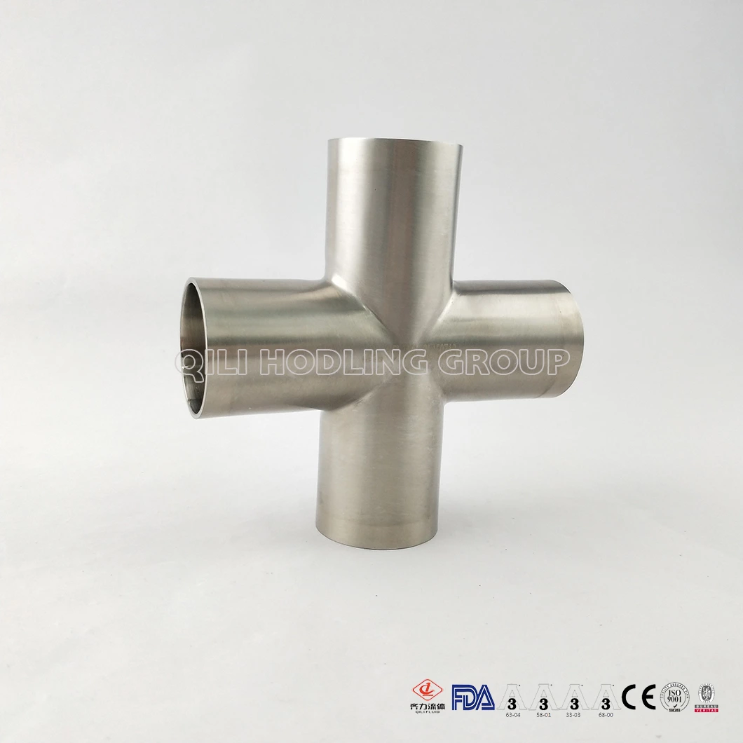Sanitary Stainless Steel Polished Long Weld Cross