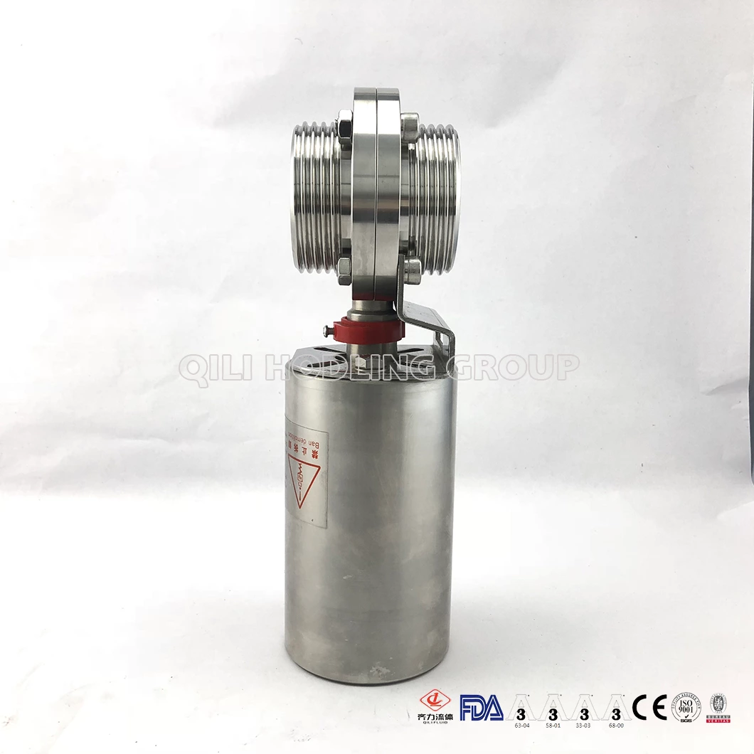 Sanitary Stainless Steel Threaded Pneumatic Butterfly Valve