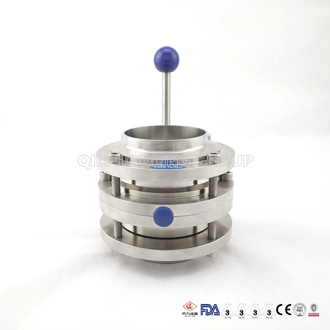 Sanitary Stainless Steel Three Piece Butt Welded Butterfly Valve