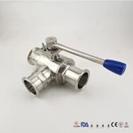 Sanitary Three Way Clamped Ball Valve