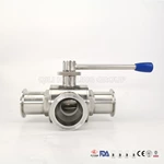 Sanitary Three Way Clamped Ball Valve