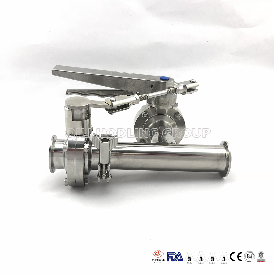 304/316L Sanitary Stainless Steel Three-Way Style Butterfly Valve with SS Handle