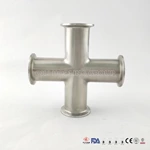 Sanitary Stainless Steel Tri Clamp Fittings 4 Way Cross
