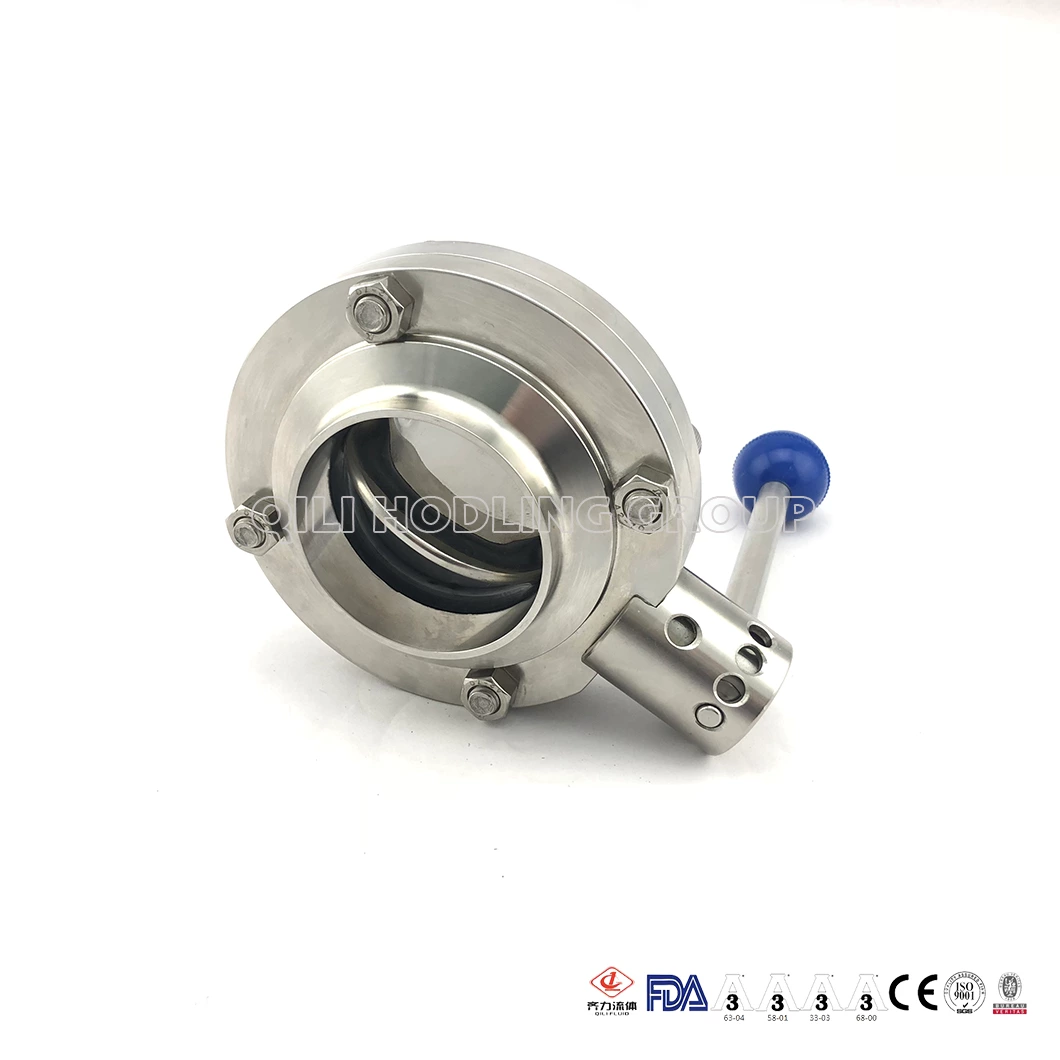 Factory Provide SS304/316 Sanitary Stainless Steel Weld Butterfly Valves with Handle