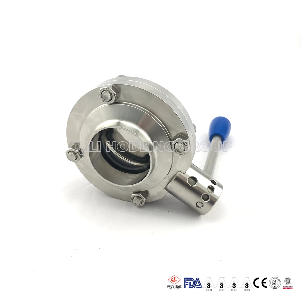 Factory Provide SS304/316 Sanitary Stainless Steel Weld Butterfly Valves with Handle