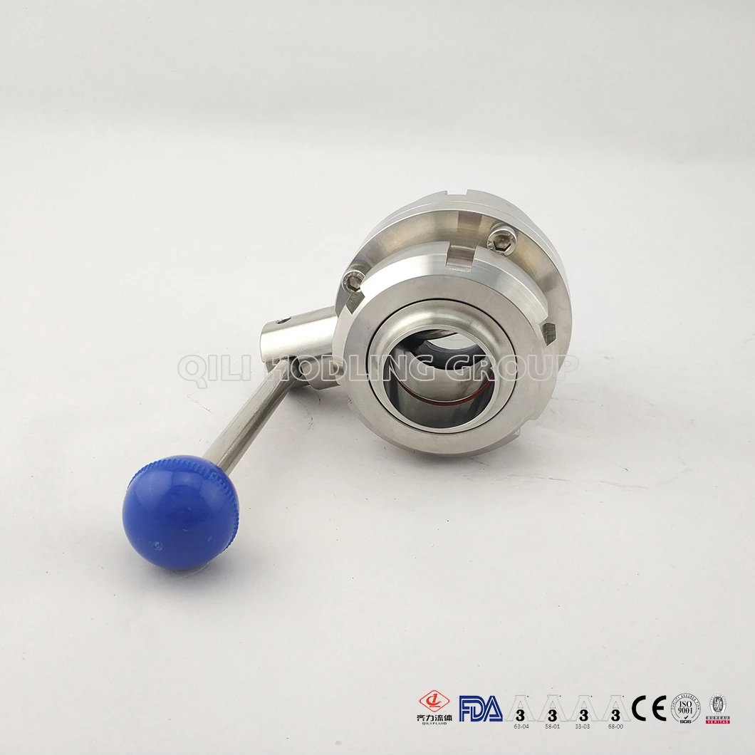 Sanitary Threaded Butterfly Valve with Ss Union