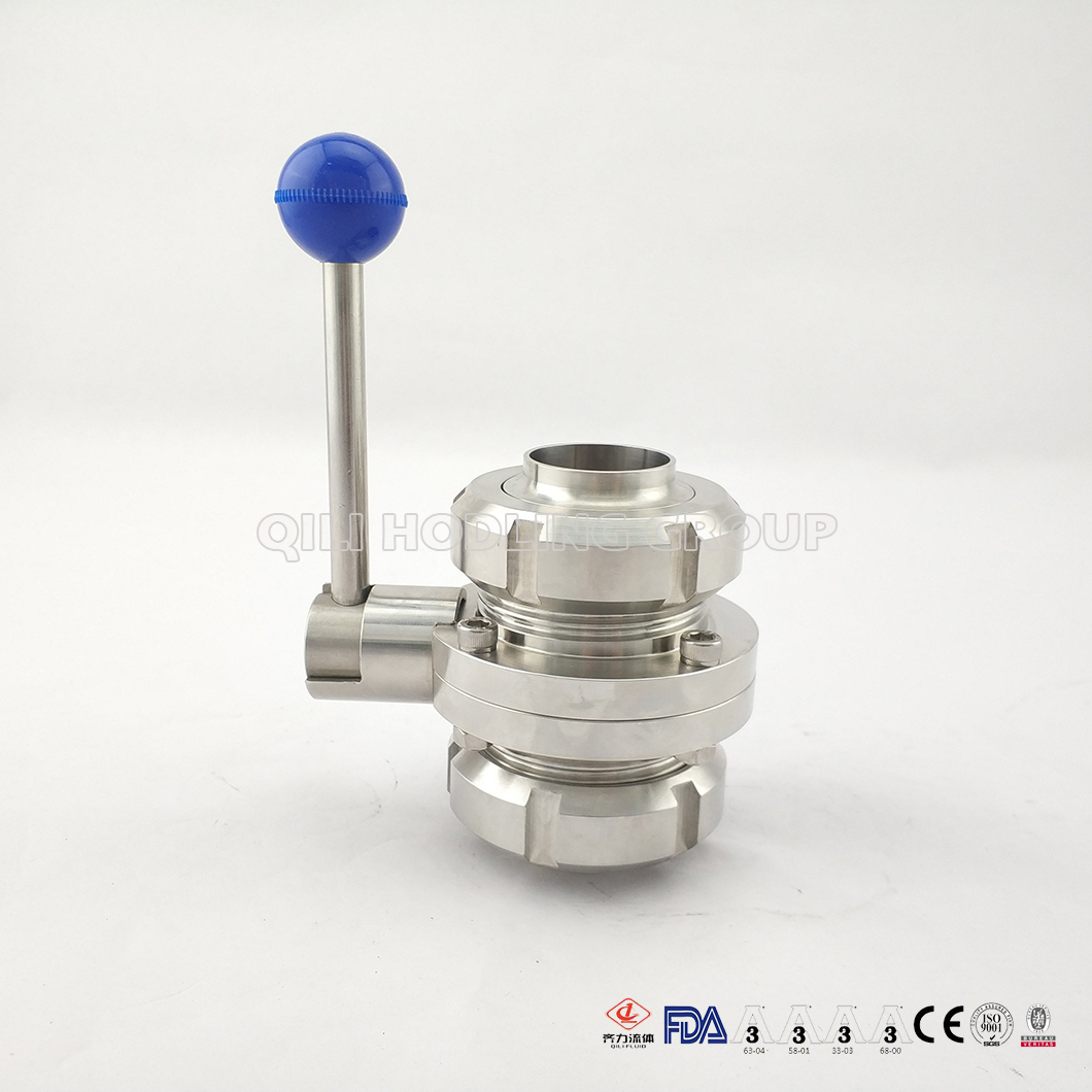 Sanitary Threaded Butterfly Valve with Ss Union
