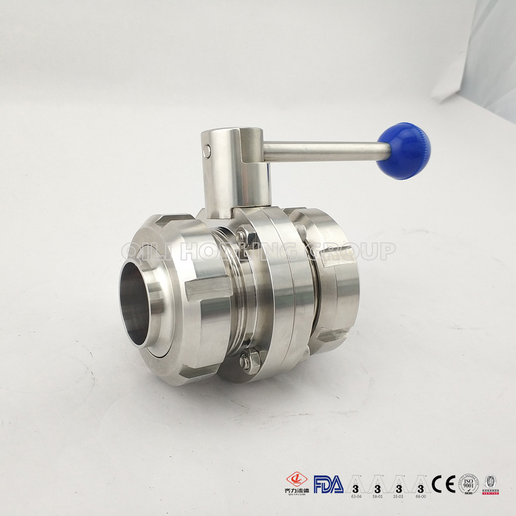 Sanitary Threaded Butterfly Valve with Ss Union