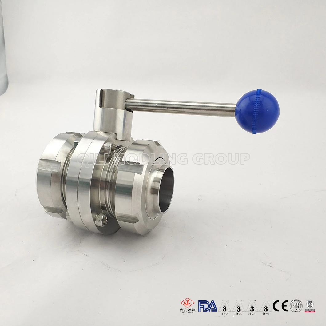 Sanitary Threaded Butterfly Valve with Ss Union