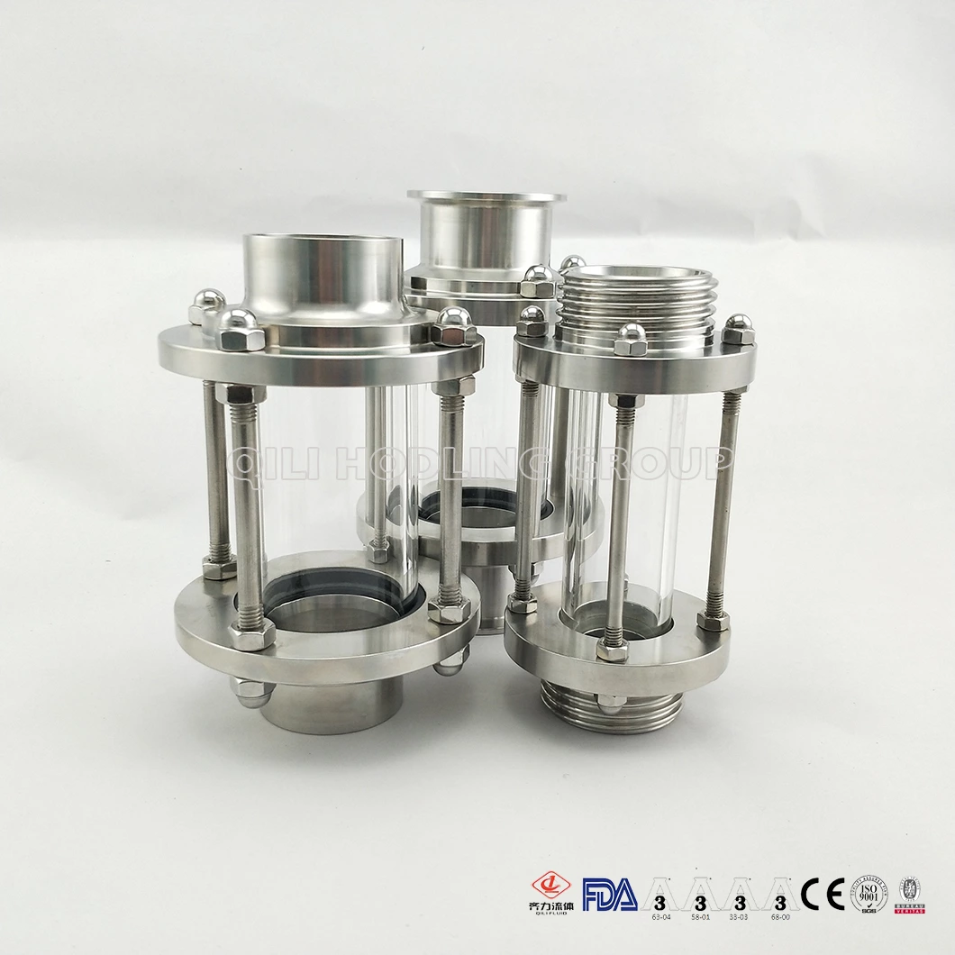 Sanitary Tubular/ Inline Stainless Steel Sight Glass with Glass Tube Circular Sight Glass for Brewing
