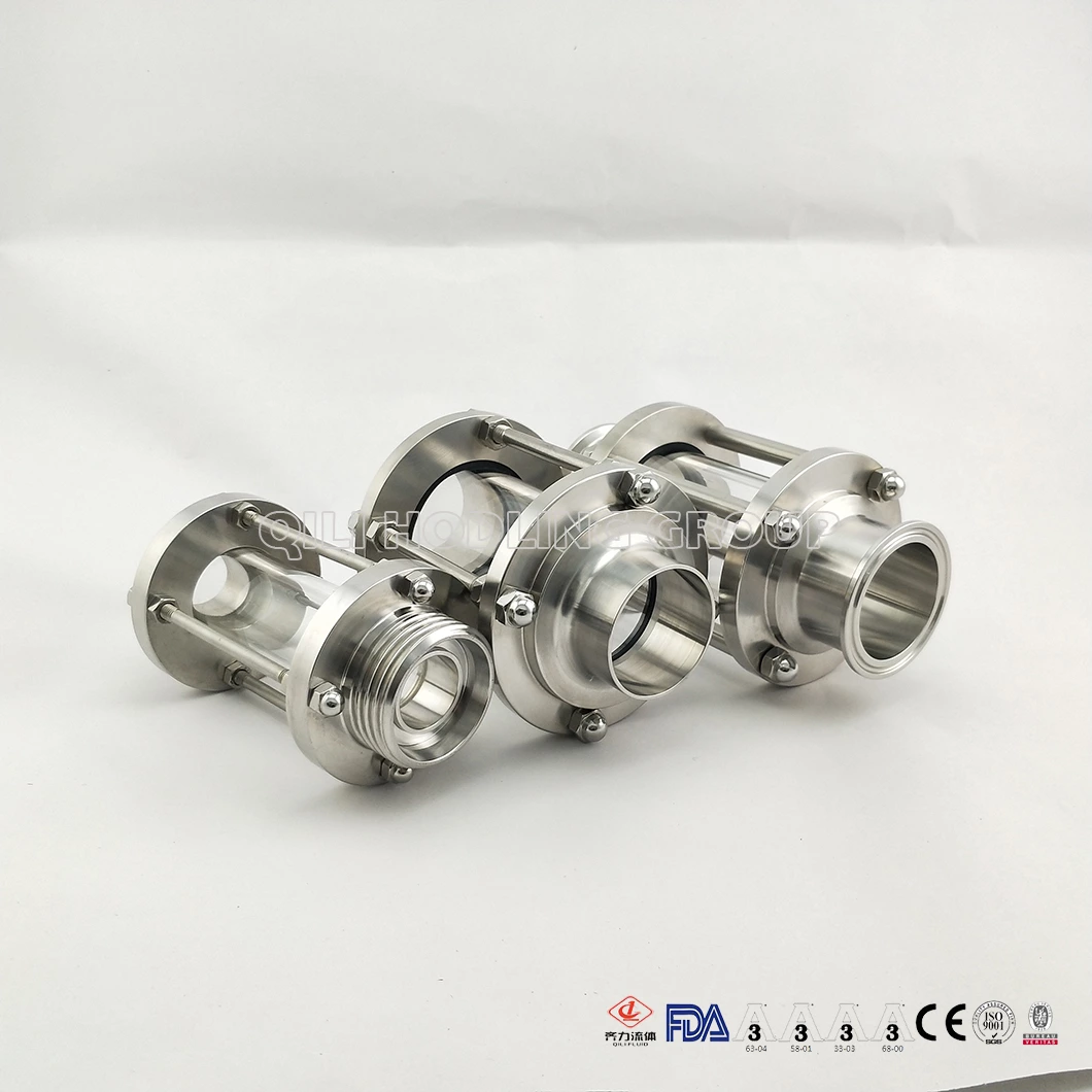 Sanitary Tubular/ Inline Stainless Steel Sight Glass with Glass Tube Circular Sight Glass for Brewing