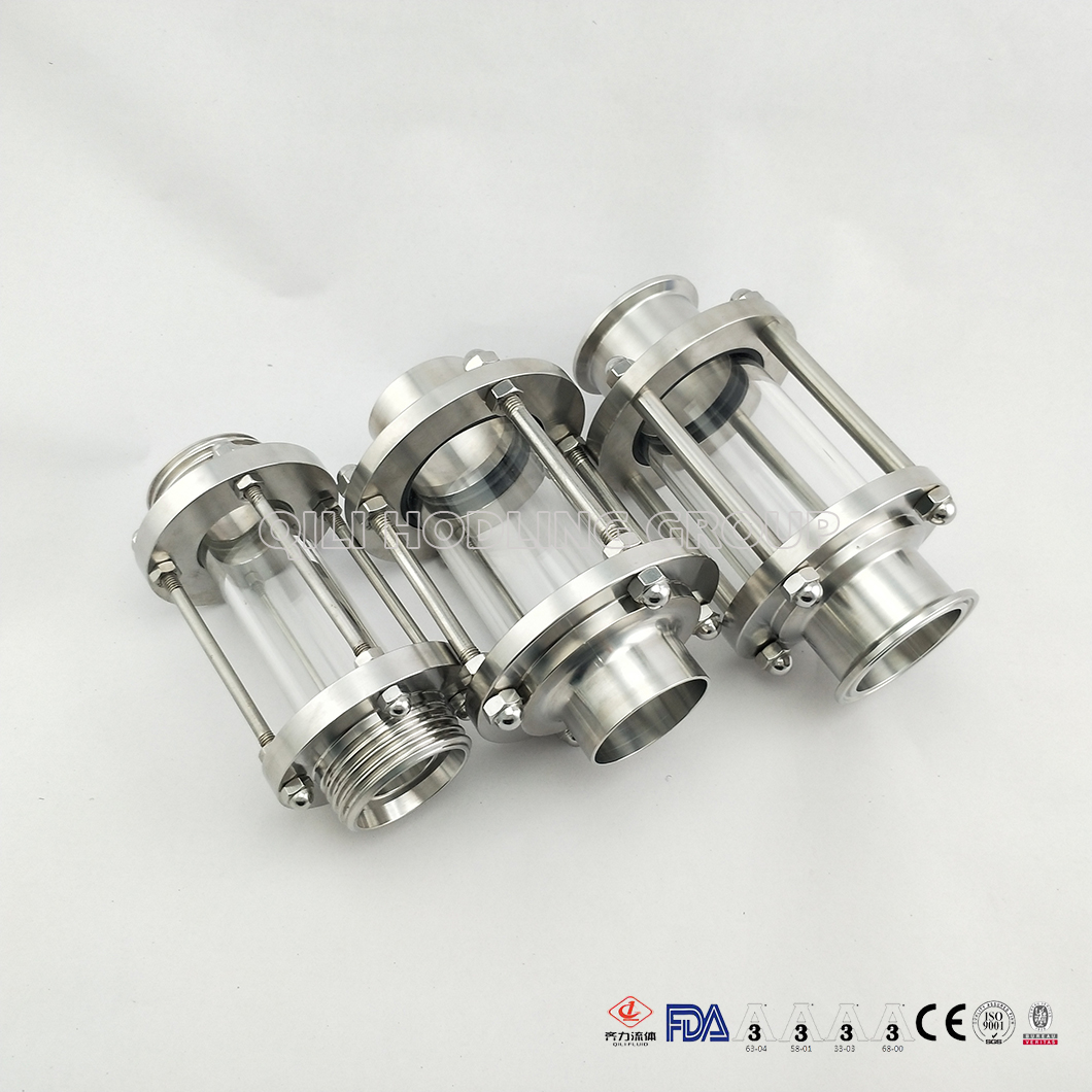 Sanitary Tubular/ Inline Stainless Steel Sight Glass with Glass Tube Circular Sight Glass for Brewing