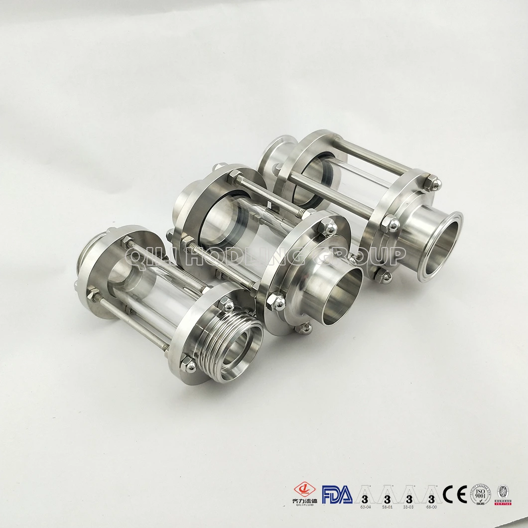 Sanitary Tubular/ Inline Stainless Steel Sight Glass with Glass Tube Circular Sight Glass for Brewing