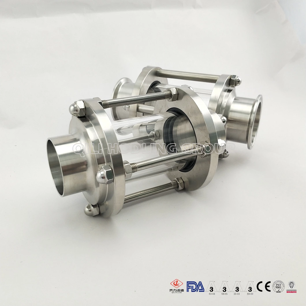 Sanitary Tubular/ Inline Stainless Steel Sight Glass with Glass Tube Circular Sight Glass for Brewing