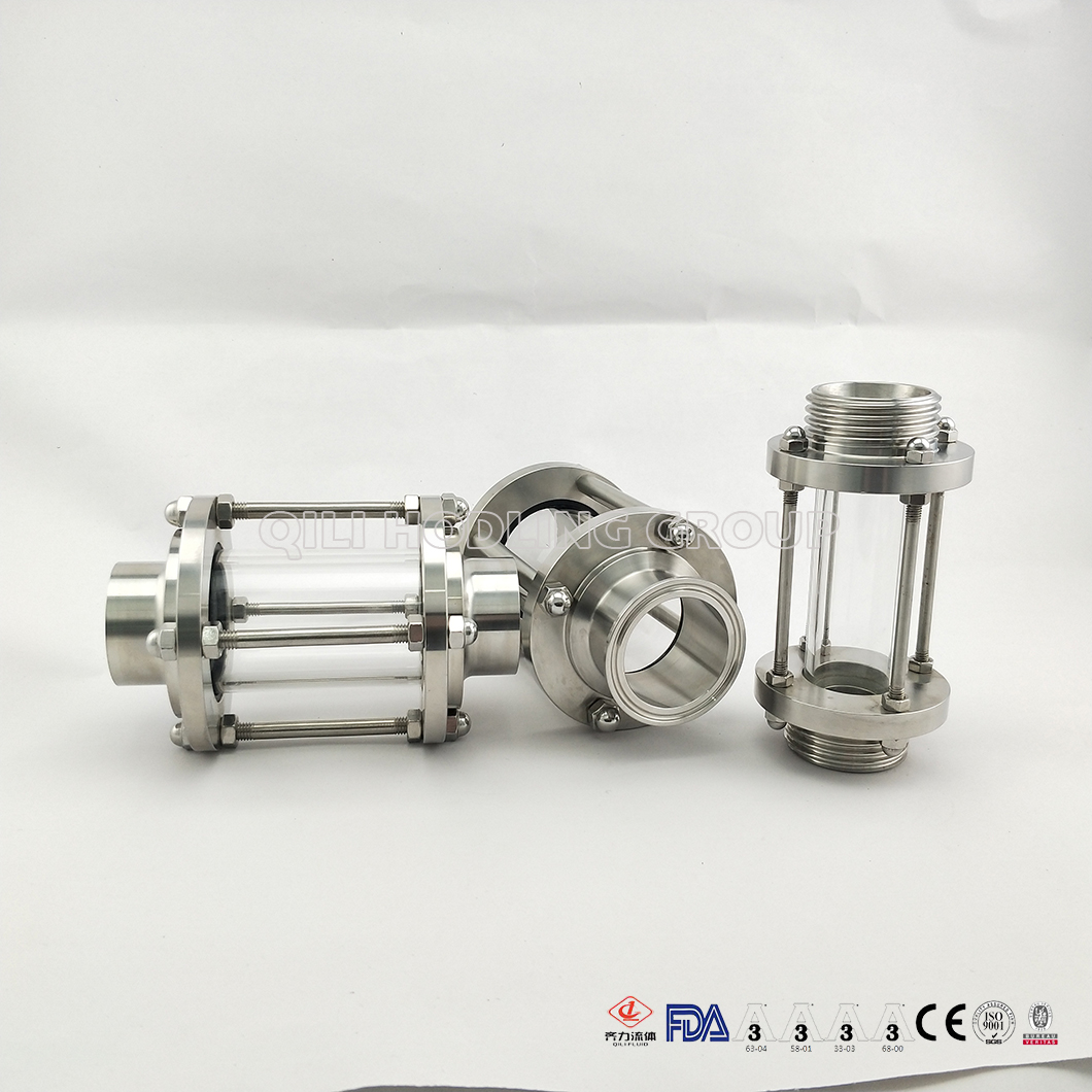 Sanitary Tubular/ Inline Stainless Steel Sight Glass with Glass Tube Circular Sight Glass for Brewing