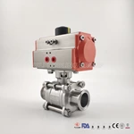 hygienic Tri Clamp Connection 3-Piece encapsulated Pneumatic Ball Valve PTFE Seal