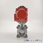 hygienic Tri Clamp Connection 3-Piece encapsulated Pneumatic Ball Valve PTFE Seal