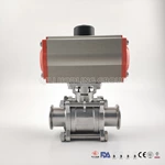 hygienic Tri Clamp Connection 3-Piece encapsulated Pneumatic Ball Valve PTFE Seal
