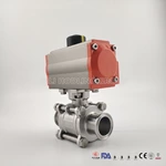hygienic Tri Clamp Connection 3-Piece encapsulated Pneumatic Ball Valve PTFE Seal