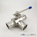 SS304 SS316L Hygienic 3 Way Tee Type Ball Valve