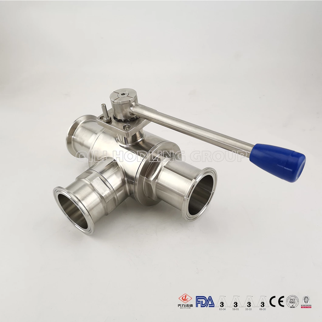 SS304 SS316L Hygienic 3 Way Tee Type Ball Valve