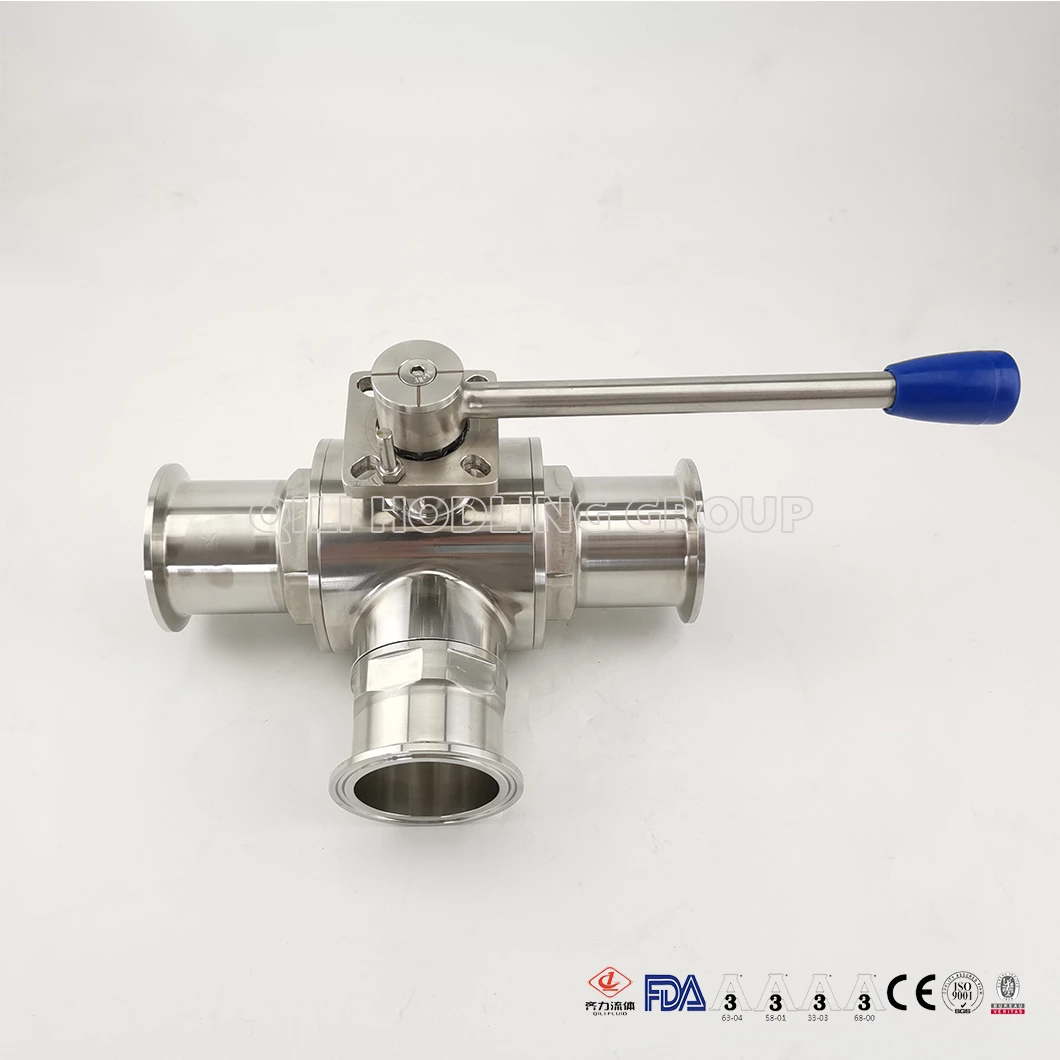 SS304 SS316L Hygienic 3 Way Tee Type Ball Valve