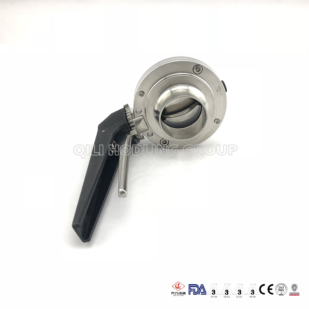 SS304 SS316L Sanitary Stainless Steel Hygienic Butterfly Valve Weld End With Handle