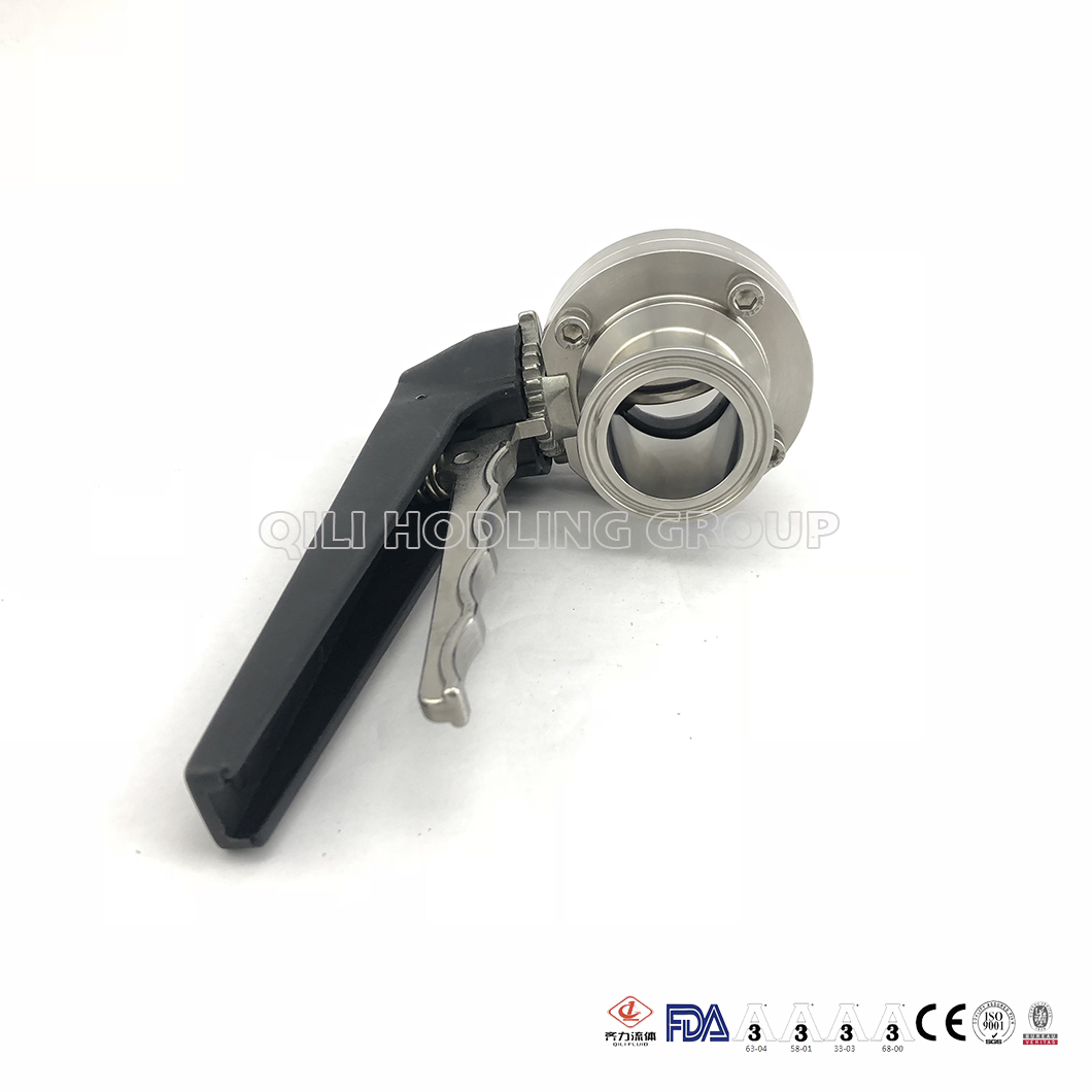 SS304/316L Stainless Steel Sanitary Thread Butterfly Valve with Plactic Handle