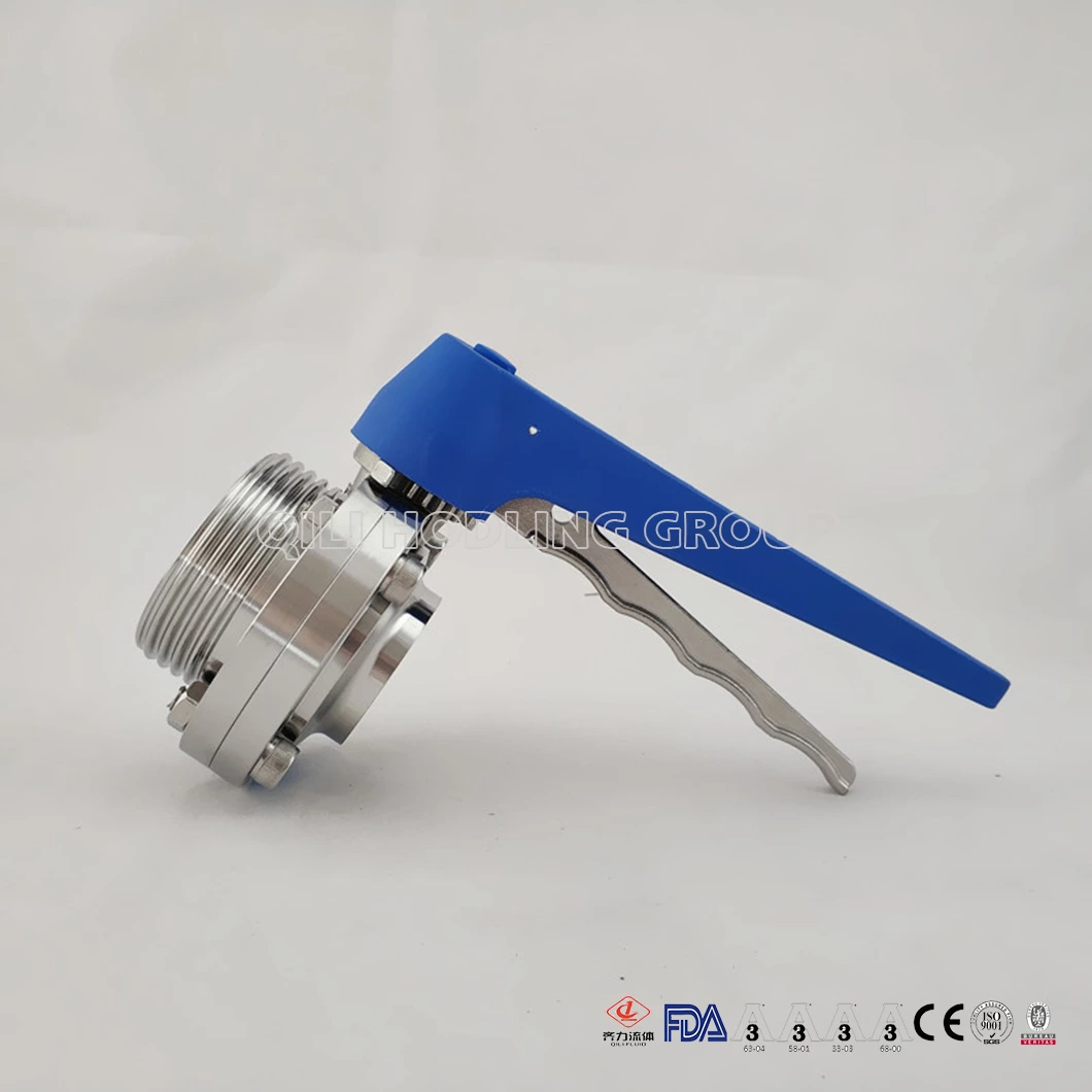 Stainless Steel Food Grade Threaded/male & Welding Butterfly Valve with Gripper Handle