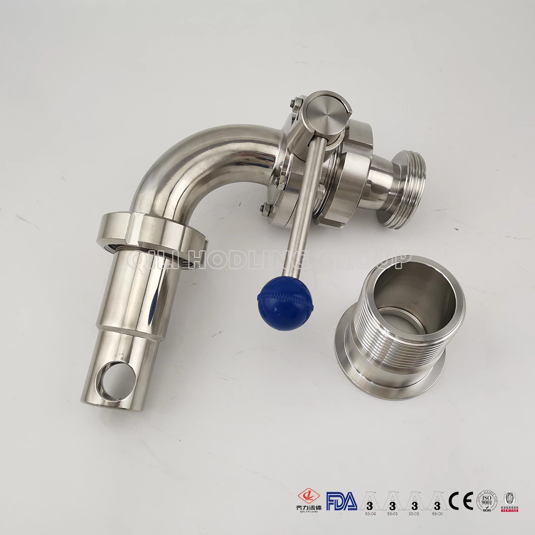 Stainless Steel Pull Handle Sanitary Butterfly Valves One Side Thread