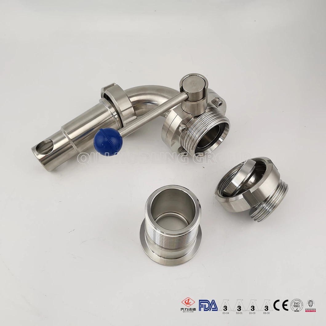 Stainless Steel Pull Handle Sanitary Butterfly Valves One Side Thread
