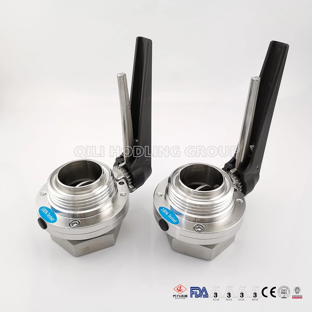 Stainless Steel Ss304 Ss316L RJT Thread Union Butterfly Valve