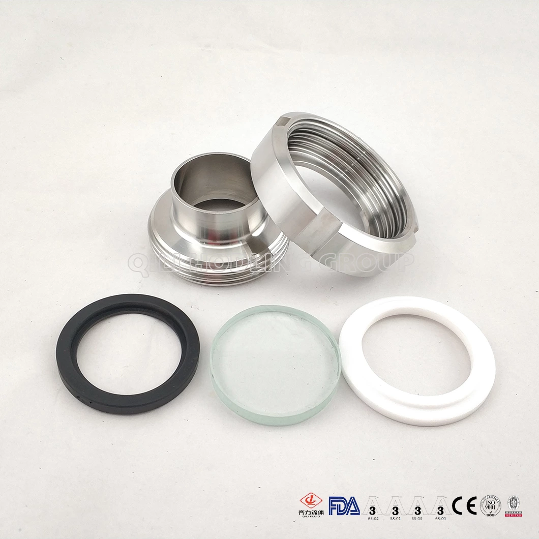 Stainless Steel Tank Fittings Weld Inline Sight Glass Union Type EPDM or FKM Gasket Inside