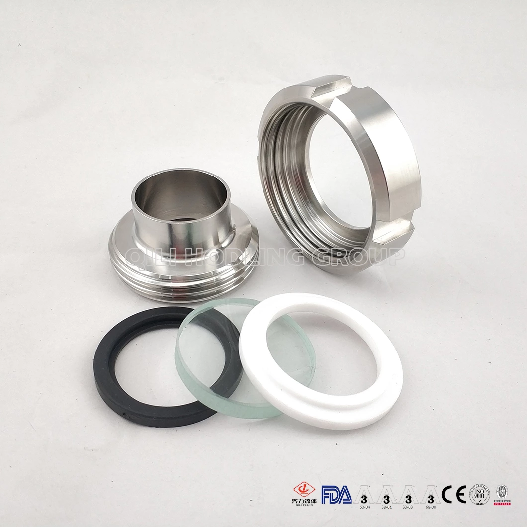 Stainless Steel Tank Fittings Weld Inline Sight Glass Union Type EPDM or FKM Gasket Inside
