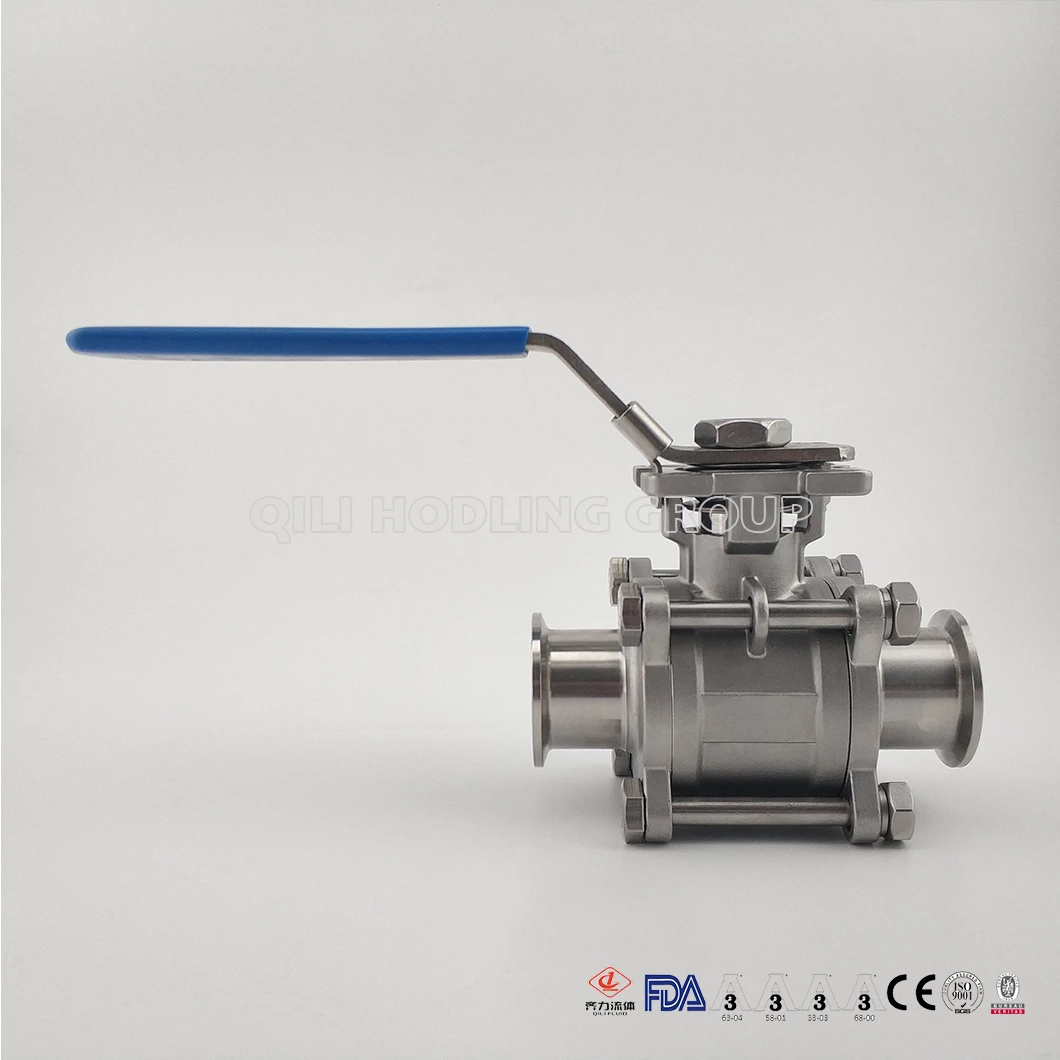 Stainless Steel Two Way Sanitary Encapsulated Cavity Filled Clamp End Ball Valve Control Medium Flow Used in Food & Beverage Processing