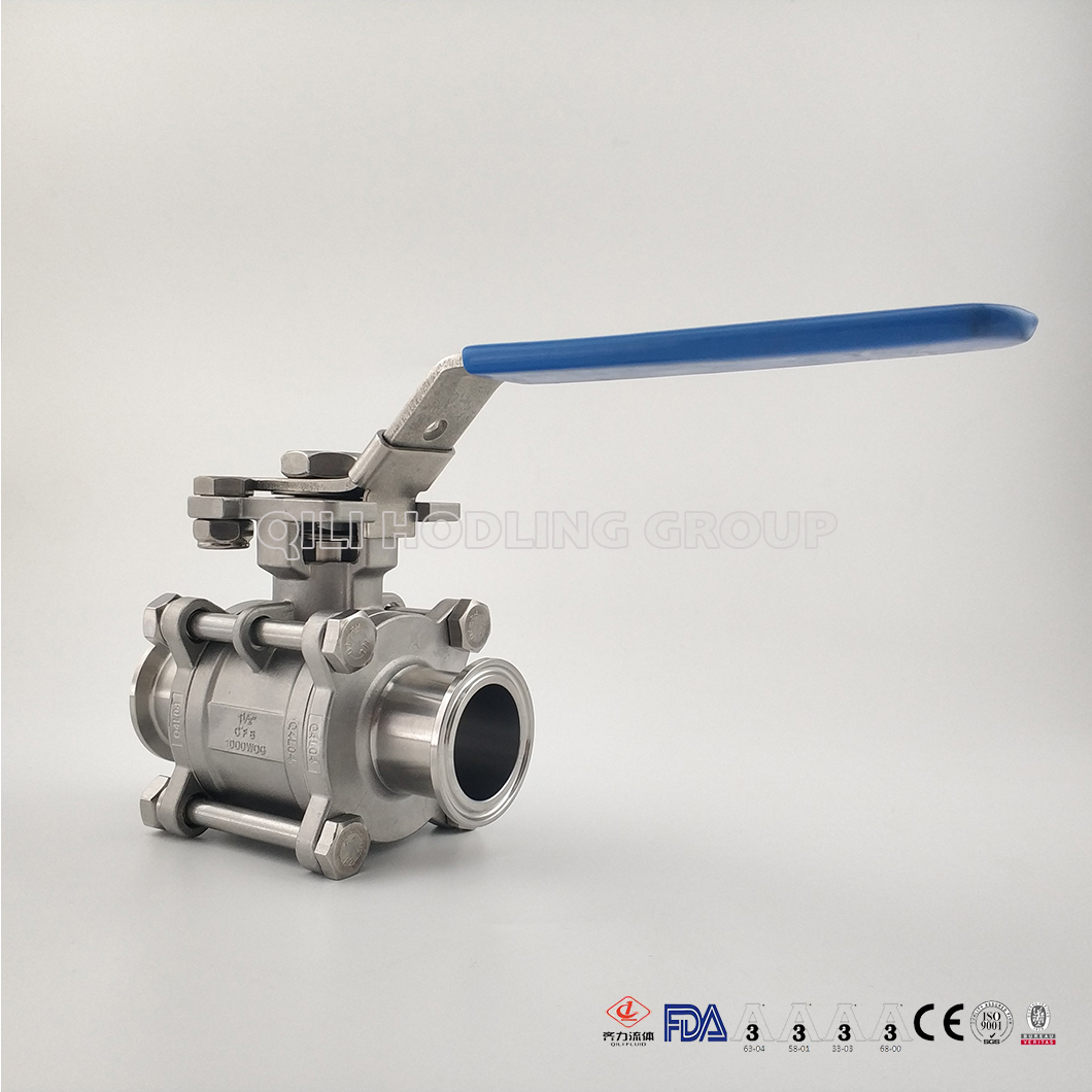 Stainless Steel Two Way Sanitary Encapsulated Cavity Filled Clamp End Ball Valve Control Medium Flow Used in Food & Beverage Processing