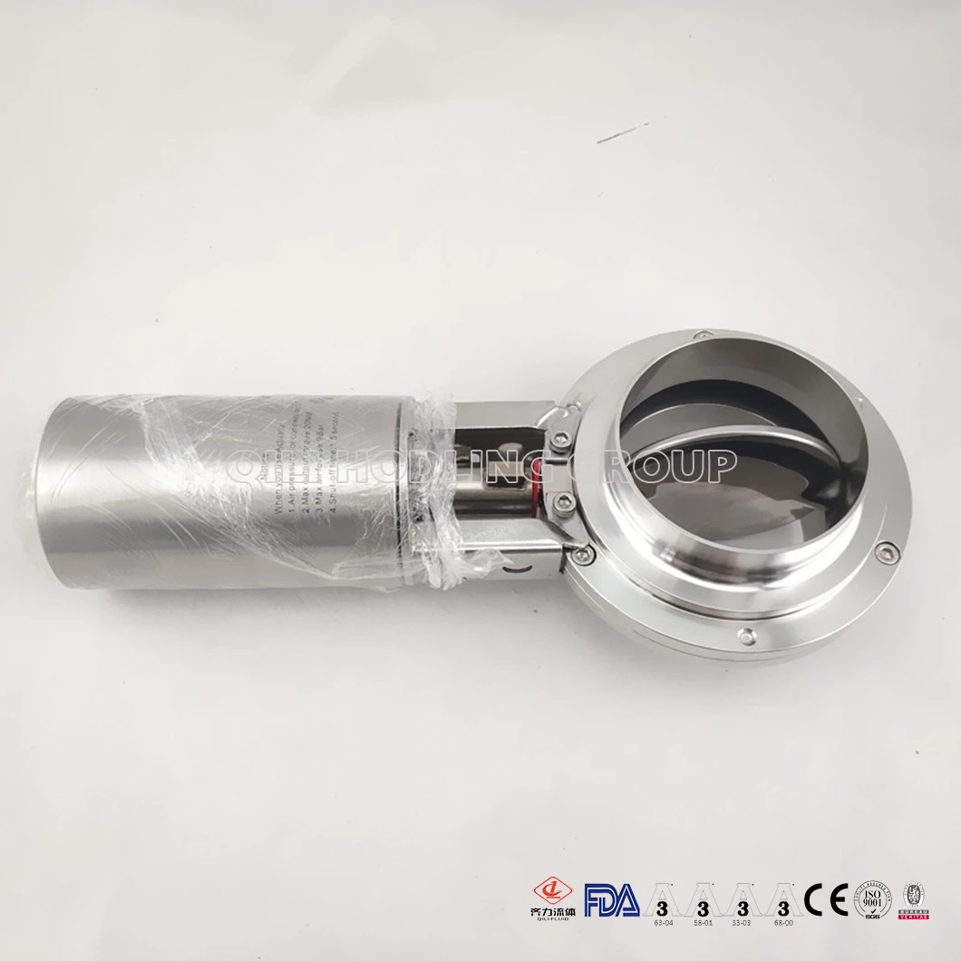 Welding/Thread/Clamped Stainless Steel 304/316L Food Grade Pneumatic Butterfly Valve