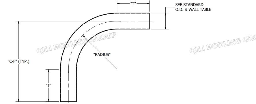 2SXL-12"X3"-7-316 3" x 12" Butt Weld End 45 Deg Sweep Elbow
