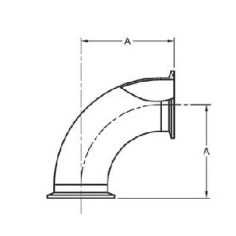 ASME BPE fittings S2CMP 90 DEGREE ELBOW, CLAMP ENDS