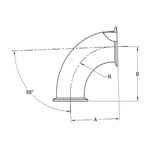 ASME BPE fittings S2CMP88 88 DEGREE ELBOW, CLAMP ENDS