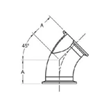 ASME BPE fittings S2KMP 45 DEGREE ELBOW, CLAMP ENDS