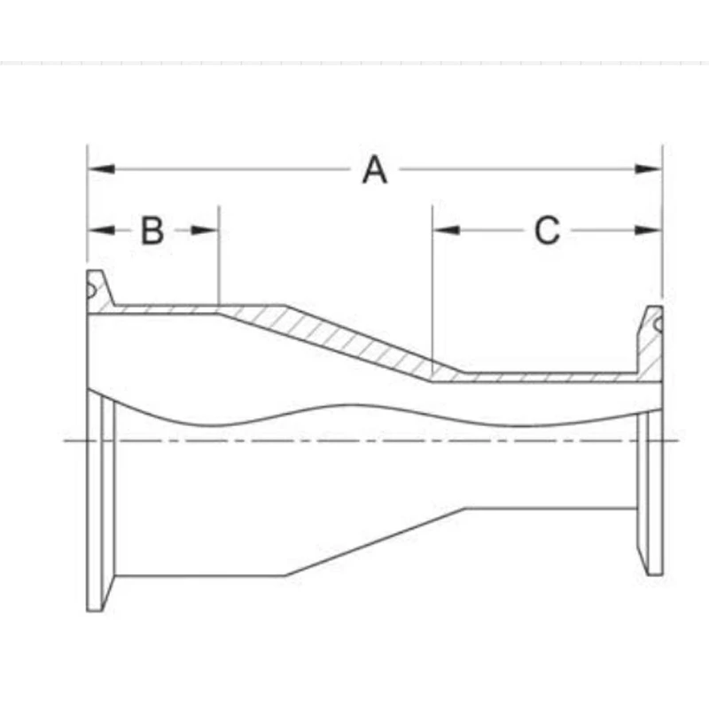 ASME BPE fittings S31S 14MP SHORT CONCENTRIC REDUCER, CLAMP X CLAMP