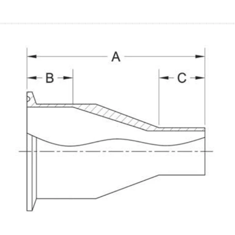 ASME BPE fittings S31SK SHORT CONCENTRIC REDUCER CLAM X WELD END