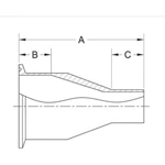 ASME BPE fittings S31SK SHORT CONCENTRIC REDUCER CLAM X WELD END
